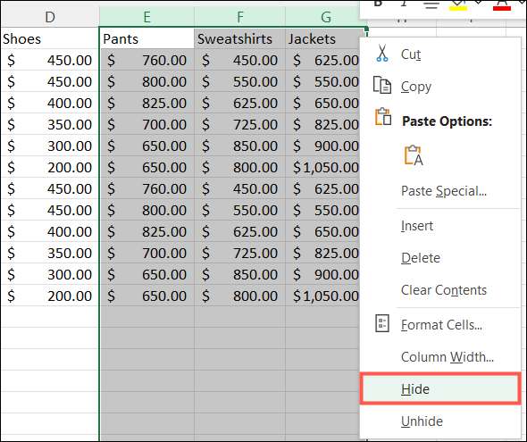 Jak Ukryć Lub Odkryć Kolumny W Programie Microsoft Excel Thefastcode 7139
